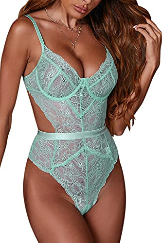 EVELIFE Body Damen Sexy Dessous Bodysuit BH mit Bügel Overall Reizwäsche Negligee Spitze Unterwäsche Babydoll Lingerie