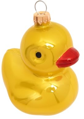 Krebs Glas Lauscha - Weihnachtsdekoration/Christbaumschmuck aus Glas - Ente - Farbe: Gelb - Größe: ca. 7 cm
