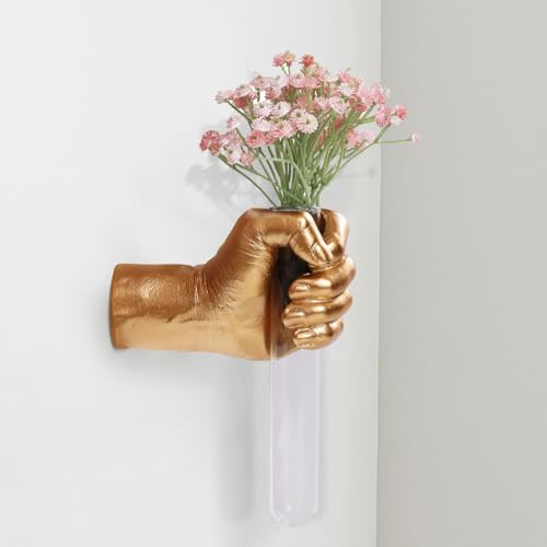 XYQXYQ Einzigartige Wandkunst Hand Skulptur mit Reagenzglasvasen – Künstlerische Wanddeko & Skulptur Deko für Moderne Wanddekoration, perfekt für Wohnzimmer, Schlafzimmer oder Büro