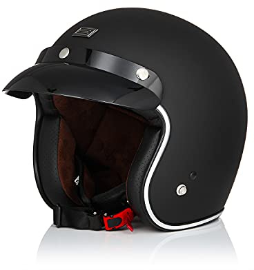 ORIGINE Motorradhelm Jethelm Vintage Rollerhelm Retro ECE-Zertifizierung (SOLID MATT Black,L)