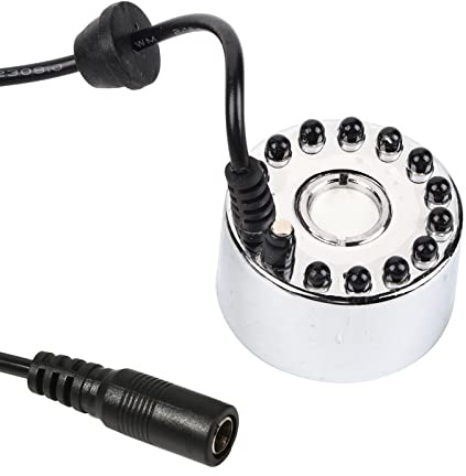 Atyhao Aluminium Nebelmaschine Wasserfontäne Teich Nebelmaschine Luftbefeuchter Zerstäuber Mini Nebelmaschine mit 12 Farbwechsel LED-Leuchten(#2)