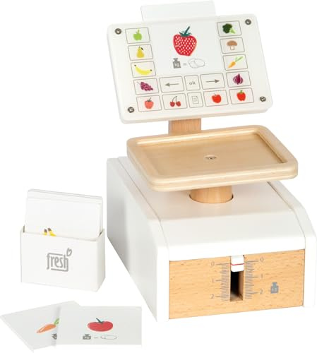 small Foot Waage Fresh aus Holz, multifunktionales Zubehör für Kaufladen, Rollenspielzeug, ab 3 Jahren, 12418, Wood