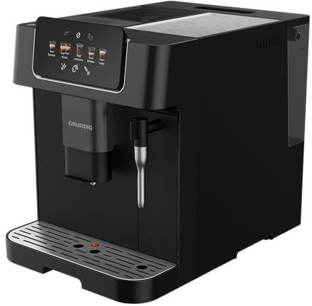 Grundig - KVA 6230 Kaffeevollautomat - 19 Bar Pumpendruck - 13-stufiges Edelstahl-Mahlwerk - Milchaufschäumdüse - 2L Wassertank - Tassenwärmer - Doppel-Auslauf - Schwarz/Silber - Robust