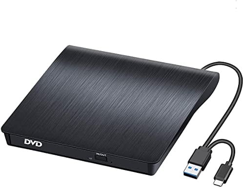 BEVA Externes CD DVD Laufwerk USB 3.0 Type-C Brenner Portable | Optical Drive DVD, DVD/CD-RW Rewriter Reader, Plug and Play
