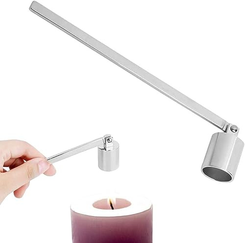 Fyearfly Kerzenabdeckung, Mode Edelstahl gerade rohrförmige Kerzenlöscher Docht Trimmer Abdeckung Handwerkzeug(Silber-)