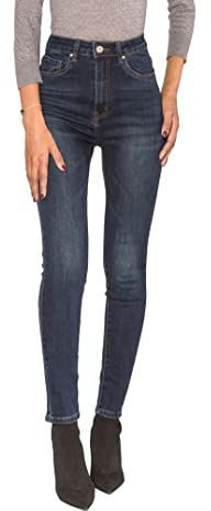 Nina Carter P190 Damen Skinny Fit Jeanshosen Extra HIGH Waist Jeans Used-Look