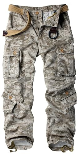 AKARMY Herren-Cargo-Arbeitshose, Camouflage, Baumwolle, Militär, Armee, lässig, taktische Kampfhose mit mehreren Taschen