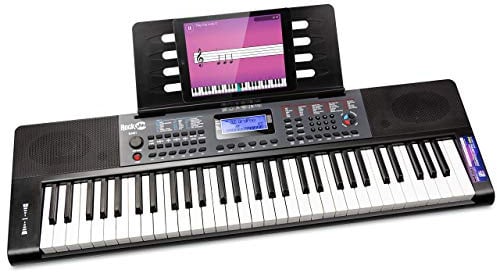 RockJam Keyboard mit 61 Full-Size-Tasten, Pitch Bend, Netzteil, Notenständer, Notenaufklebern und Simply Piano App