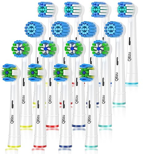 Qitizu Aufsteckbürsten Kompatibel mit Braun Oral b Elektrische Zahnbürste, 4 Floss, 4 Precision, 4 Sensitive, 4 EfficientClean Zahnbürstenaufsatz Aufsätze (16 Weiß)