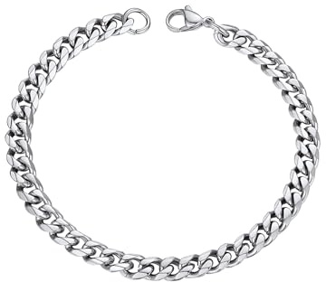 PROSTEEL Herren Armband 21cm Edelstahl Panzerkette Armband Hip Hop Bracelet 6mm breit kubanische Armkette Männer Jungen Modeschmuck Accessoire für Geburtstag