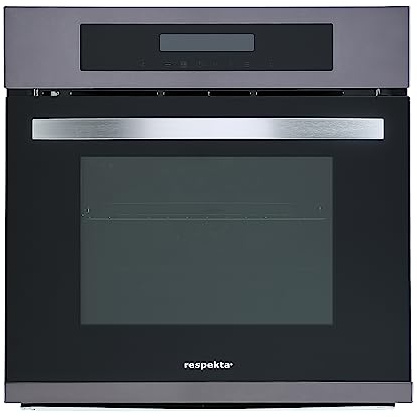Respekta Einbaubackofen autark / 11 Beheizungsarten/LED Timer & Touch Control / 66 Liter Volumen/Eco Funktion/Energieeffizienzklasse A/Edelstahl in Black Steel Optik / DIGI8BLACKSTEEL