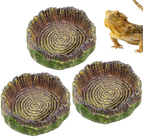 Telooco 3 Stück Bartagame Wassernapf Gecko Futternäpfe für Reptilien, Klein Einsiedlerkrebse Wassernäpfe Bartagame Zubehör Reptilien Näpfe für Bartagamen Eidechsen Leopard Gecko Wassernäpfe