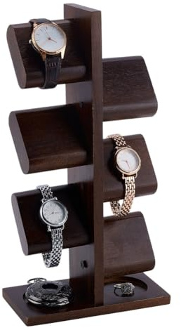 PH PandaHall Hölzerne Uhrenhalterung Stand Uhren Display Turm Uhren Display Racks Mehrere Uhren Organizer Tisch-Schmuck-Halter für Männer Frauen Geschenke Armbänder Halsketten Ringe Vitrine