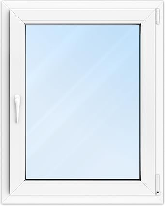 FENSTERVERSAND - Kunststofffenster Weiß - zu öffnendes Fenster Kunststoff mit Griff, Dreh- & Kippfenster, 2-fach Verglasung, Klarglas - DIN rechts - BxH: 800x1000 mm, 70 mm Profil