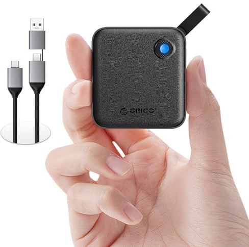 ORICO Extreme Portable SSD 1TB mit 2 in 1 USB C Kabel | Schwarze Externe SSD bis zu 560MB/s, Statusanzeige, Zuverlässiger Speicher für USB-C Smartphone, Tablet, PC - B5PLUS