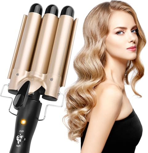 Welleneisen für Haare,lockenstab mit 3 Fässer stäben mit einstellbarer Temperatur,Welleneisen Lockenstab 25mm Mermaid Hair Waver Schnelle Heizung Große Welle für Lange/kurze,Haar Styling Werkzeug
