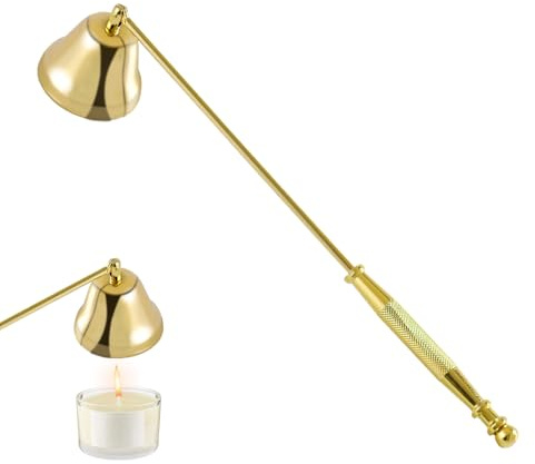 Smomend Kerzenlöscher aus Edelstahl, Dochtlöscher aus Edelstahl mit langem Griff, Sicheres Design für Kerzen, Candle Extinguisher geeignet für Hause Küche(Gold)