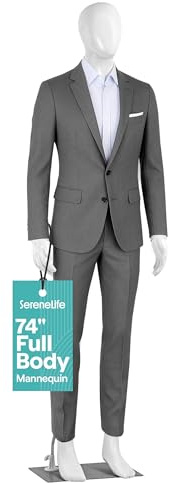 SereneLife 185 cm Große Männliche Schaufensterpuppe mit Verstellbarem Kopf, Flexiblen Gliedmaßen und Abnehmbarem Design – Ideal für Bekleidungsgeschäfte, Boutiquen, Ausstellungen und mehr