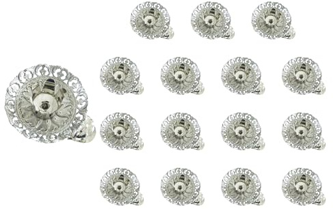 Meissner-Handel – Auswahl – 16 Stück Baumkerzenhalter Silber filigran für Weihnachtsbaum Kerzenzwicker Kerzenhalter mit Clip Weihnachten Advent