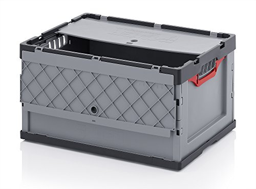 Auer Packaging 2x Profi-Faltbox 60 x 40 x 32 mit Deckel inkl. gratis Zollstock 2er Set 60x40x32 Eurobehälter klappbar