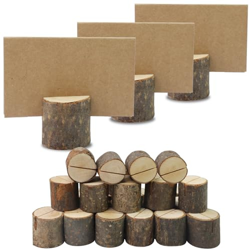 25 Stück Kartenhalter Holz Set,Tischkartenhalter, Platzkartenhalter | Menükartenhalter Geeignet für Menükarten,Fotos Oder Namenkarten,Ideal Zum Hinstellen Bei Hochzeit,Party,Restaurant Und Events