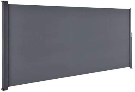Juskys® Seitenmarkise Dubai 500 x 190 cm ausziehbar Blickdicht, Sichtschutz für Balkon & Terrasse, Seitenrollo Wandhalterung - anthrazit