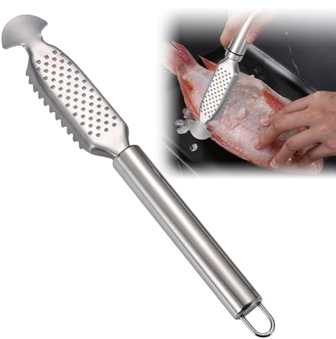 Qaestuan Fischentschupper Edelstahl, Fischentschupper Entferner, Entferner Fisch Entschuppen, Fisch Scaler Scraper, Fischschuppenschaber, Fisch Scaler Entferner, Fisch Entschupper Werkzeug für Küche