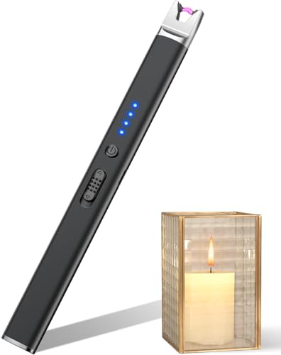 LcFun Lichtbogen Feuerzeug Elektrisch, Typ C Aufladbar Elektrisches Feuerzeug, Winddicht Lang Stabfeuerzeug USB Aufladbar, Plasma Feuerzeuge für Küche Herd Camping, Kamin Feuerwerk (Schwarz)