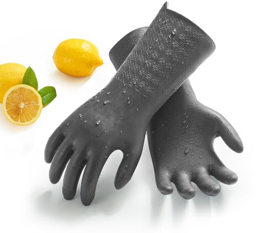 Vgo... Hochleistungs-Industriehandschuhe, 2X dickes TPE, abrieb- und reißfest, hitze-/kältebeständig -10~100℃, für Bauwesen, Zement, Abwasser, Kanalreinigung, schwere Arbeiten (TP1117,Grau,M,1 Paar)