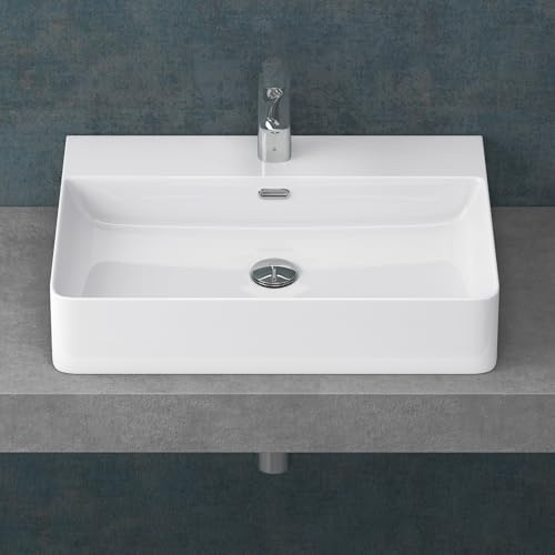 Mai & Mai Waschbecken Aufsatzwaschbecken Meissen201 Waschtisch Weiß glänzend aus Keramik 60x42x12cm inkl. Nano-Beschichtung