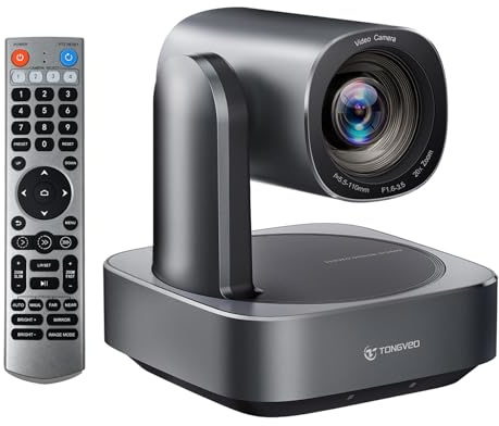 TONGVEO PTZ-Kamera KI-Autotracking mit 20-Fach optischem Zoom,TONVEO USB HDMI LAN IP Live-Streaming-Kamera 1080P 60fps für Kirchendienste,Bildung mit Zoom,Team,vMix,OBS