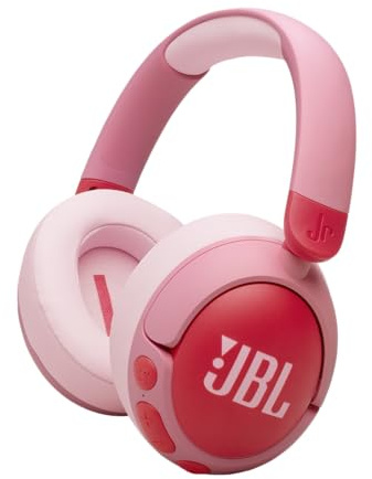 JBL Junior 470 NC, Kabellose Over-Ear Bluetooth-Kopfhörer mit Active-Noise-Cancelling für Kinder, Mikrofon, 50 h Wiedergabe, JBL Safe Sound, geringer Lautstärke, simpler Bedienung und Stickern, Rosa
