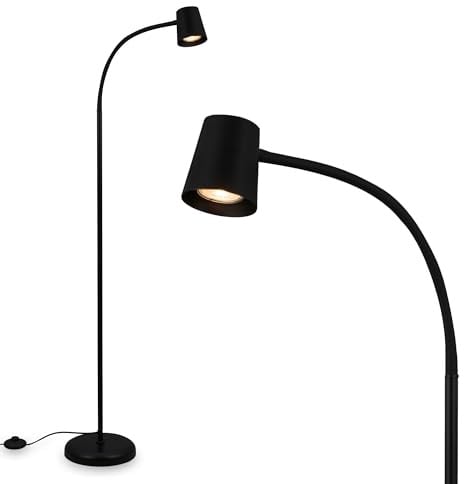BRILONER – Stehlampe als Deko im Wohnzimmer und Leselampe, Schwenkbare Lampe, Wohnzimmerlampe, Fußtaster, Indirekte Beleuchtung, Schwarz