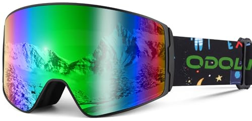 Odoland Skibrille Kinder Unisex Snowboardbrille Helmkompatible mit UV-Schutz und Anti-Beschlage für Jungen und Mädchen zum Skifahren