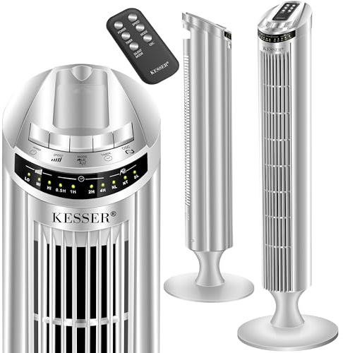 KESSER® Turmventilator mit Fernbedienung | 90° Oszillationswinkel | 3 Stufen | 90 cm |+ Timerfunktion | Turbo-Funktion | Säulenventilator Standventilator Luftkühler Ventilator Towerventilator