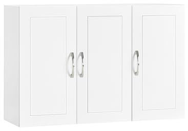 SoBuy Hängeschrank Bad weiß - Badezimmerschrank hängend mit verstellbaren Regalböden - Wandschrank schmal für Bad, Küche & Flur - Medizinschrank & Apothekerschrank, 90x30x60 cm, FRG231-L-W