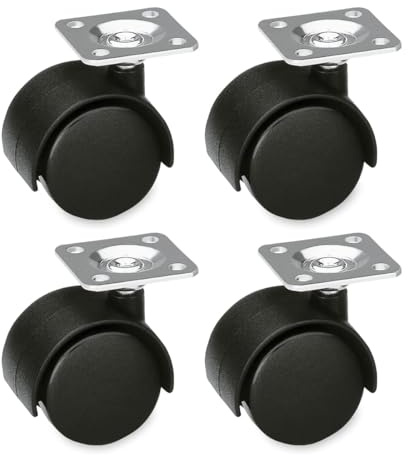 Amig - 4er-Set Möbelrollen - 35 mm - Max. Tragfähigkeit pro Rolle 25 kg - Stahlplatte - Aus Nylon gefertigt - Ohne Bremse - Ideal für Bürostühle oder Niedrige