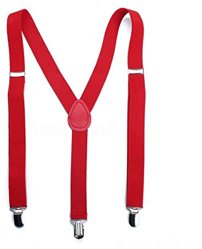 Boolavard Herren Damen Long Hosenträger Y Form Style 3er Clips elastisch Schmal Unifarbe und Bunt mit verschiedenen Motiv, Dunkelrot, 133cm / 52 Inches