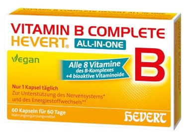 Vitamin B Complete Hevert All-in-One mit allen 8 Vitaminen des B-Komplexes und 4 bioaktiven Vitaminoiden, 60 St. Kapseln