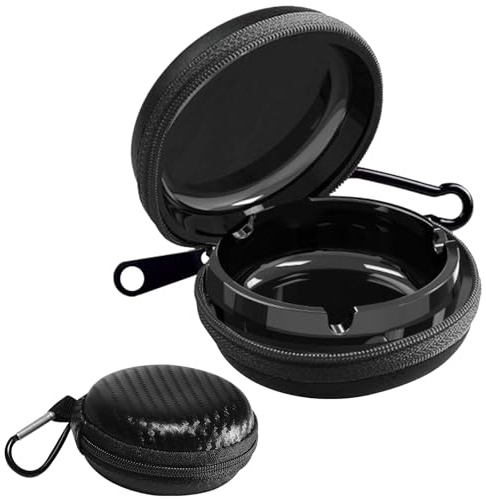 SEATOGEM Taschenaschenbecher, Tragbarer Aschenbecher, Taschenascher Mit Deckel, Reise Aschenbecher Mit Schlüsselanhänger für Outdoor, Camping (1)
