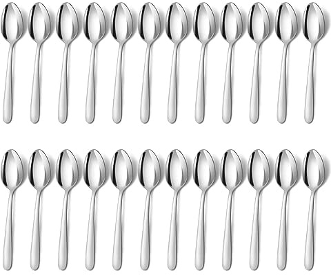 BEWOS Teelöffel 24 Stück, Edelstahl Kaffeelöffel 5,71 Inch(14,5cm), Espressolöffel, Dessertlöffel, Kleine Löffel Spiegelpoliert, Spülmaschinenfest, Set für Haushalte, Restaurants, Kantinen