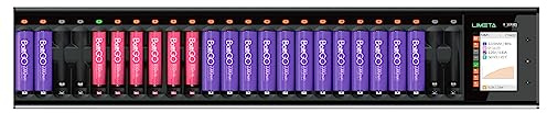 LIMETA R24 Batterieladegerät AA AAA für NIMH Akku Ladegerät, 24-Slots Professionelles Schnellladegerät mit Entlade/Analysefunktionen, Kompatibel mit NIMH NICD NIZN LiFePO4 Wiederaufladbare Batterien