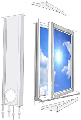 Lifetime Air Fensterabdichtung 320cm für mobile Klimageräte und Abluft-Wäschetrockner, Weiß, Universal-Fensterisolationsset