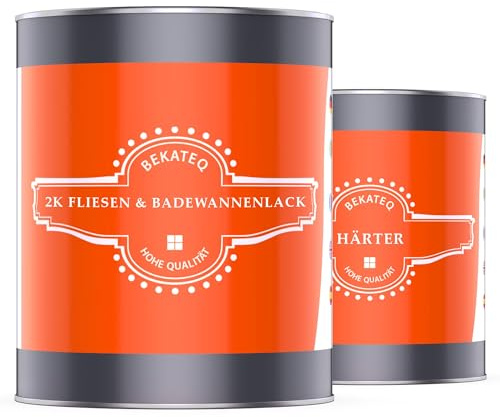 BEKATEQ Fliesenlack Badewannenlack 2,5kg Weiss - 2K PU Wandfliesen Bodenfliesen Lack, Badewannenbeschichtung, Badewannenfarbe - für Acryl, Emaille, GFK, Waschbecken, Duschtasse, Duschwanne LS-410