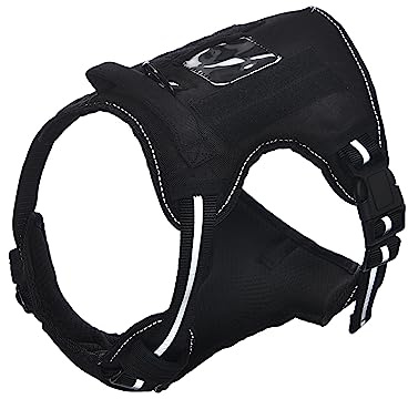 Amazon Basics Anti-Zieh-Hundegeschirr mit vorderem Clip, Westengeschirr, Schwarz, Mittel
