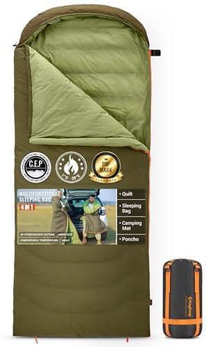 KingCamp Daunen Schlafsack Ultraleicht,Schlafsack Erwachsene Warm -3°C bis 17°C，100% Baumwollgewebe,für Outdoor Camping 3-4 Jahreszeiten 220x80 cm 1.8kg