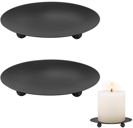 ALLAVA 2 Stück Kerzenhalter, Kerzenhalter Stumpenkerzen für Kerzen bis 9 cm, Kerzenständer Schwarz, für Tischdekoration, Hochzeit, Gebet, Familie Party und Dekoration