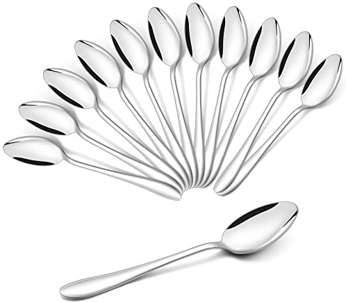Joyfair 13,5cm Edelstahl Teelöffel Kaffeelöffel 12er Set - Klassisch Griff | Dessertlöffel für Zuhause/Restaurants/Kantinen, Runde Kante & Hochglanzpoliert, Spülmaschinenfest, Ungiftig & Gesund