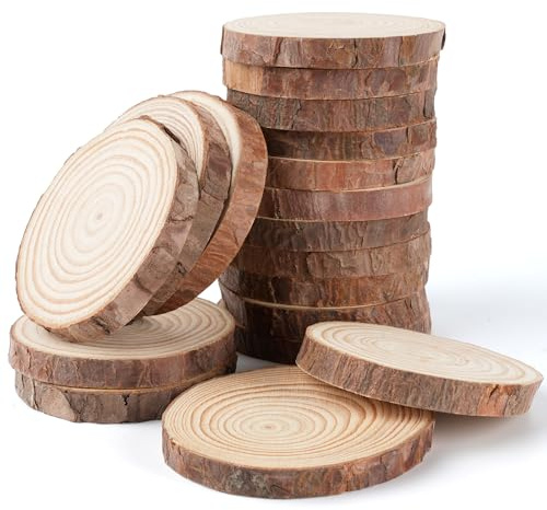 Vonsera Holzscheiben 18 Stücke, Baumscheiben Holz Log 7 bis 8cm, Holzscheiben zum Basteln Ohne Loch Runde für DIY, Basteln, Handwerk, Hochzeit Mittelstücke, Weihnachten Dekoration