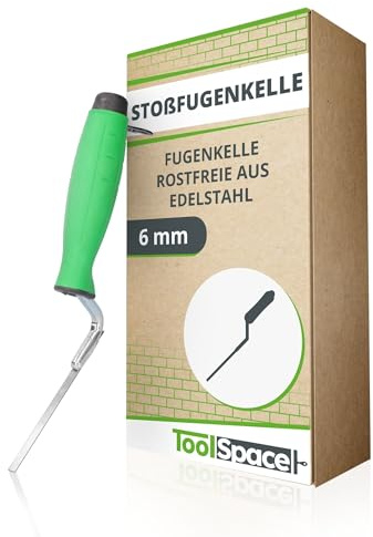 ToolSpace Stoßfugenkelle Schmal Rostfreie 6 mm Fugenkelle Edelstahl Fugeisen Fugen Mörtel Joint Trowel Putzkelle Schmal Ergonomisch Griff Renovierung Maurerarbeiten BAU Reparatur Fugkelle Made in EU